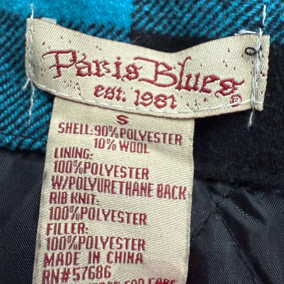 Paris Blues Women’s S Vest Blue Black Plaid Sleeveless Button Zip Puffer Jacket - Picture 8 of 8